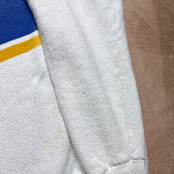 Vintage 80s Fruit of the Loom Tech Sweatshirt White Pullover Striped Men's XL - Picture 9 of 10